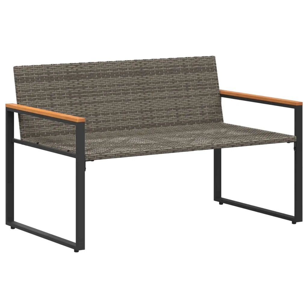 panchina con cuscino Grigio e Blu Navy 115 x 65 x 72 cm Rattan