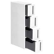 Torre portaoggetti su ruote colonna da cucina stretta ripiano in plastica a 4 ripiani salvaspazio 45 x 17 x 84 cm bianco e grigio 12_0007791