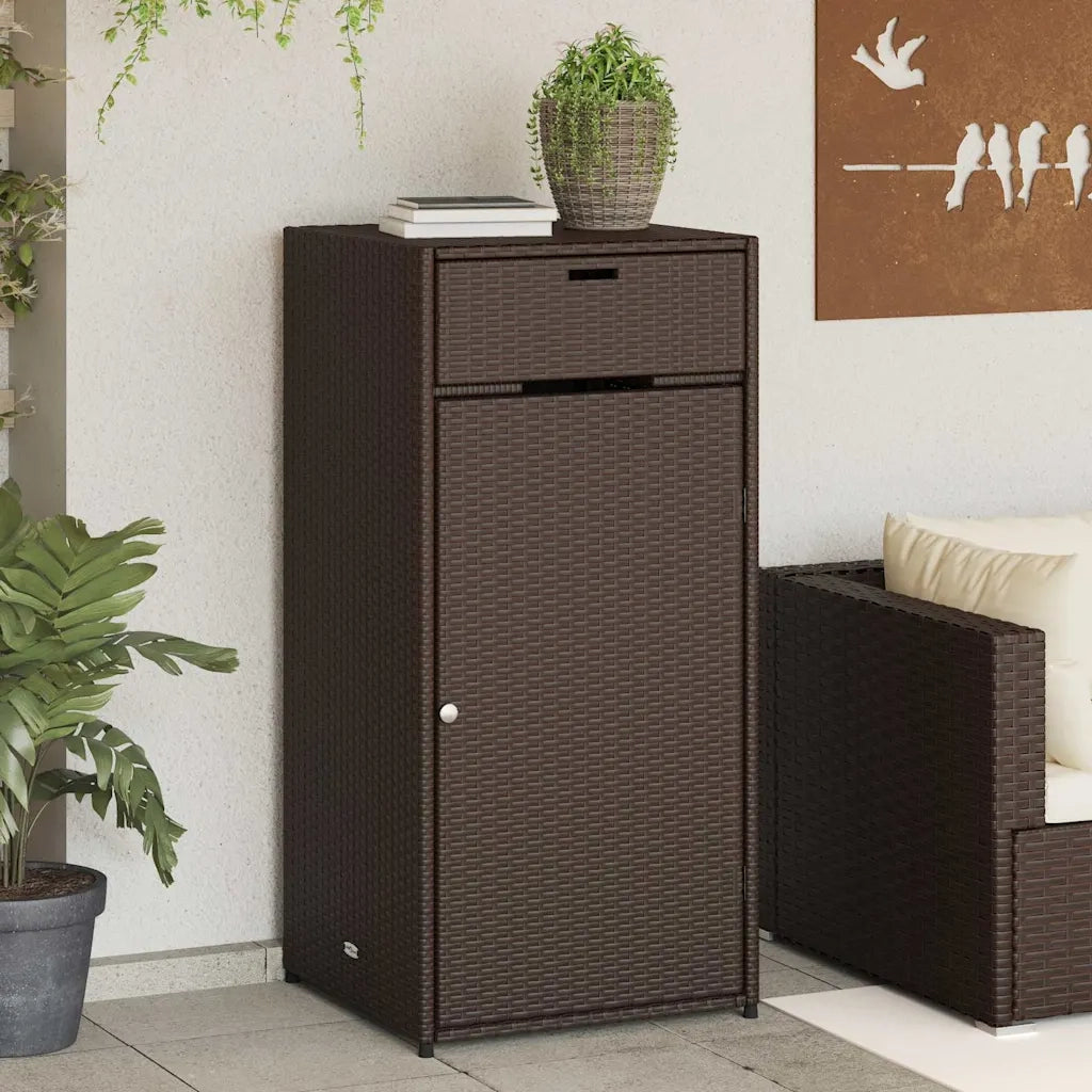 Armadietto Portaoggetti Giardino Marrone 55x55x111cm Polyrattan CFW1420068