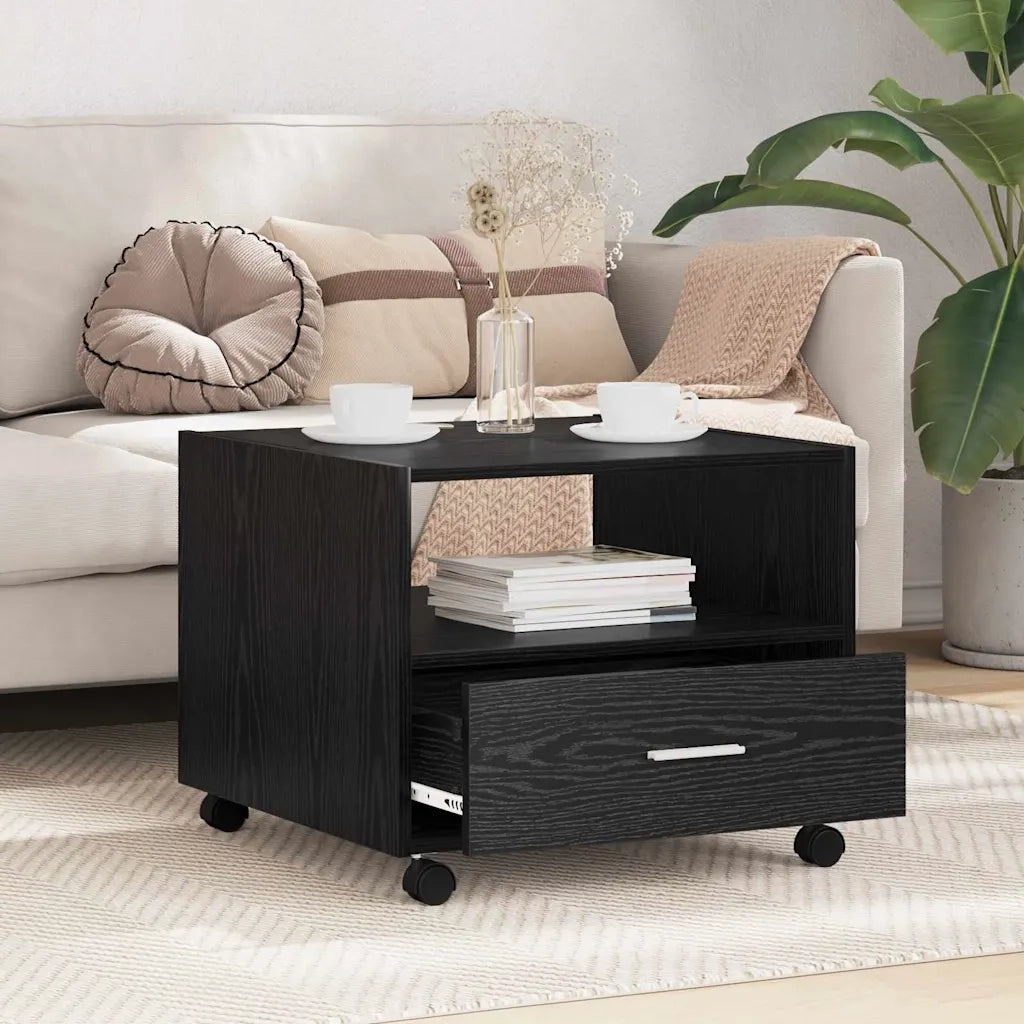 Tavolino da salotto con cassetto Rovere Nero 55 x 55 x 45cm 880470