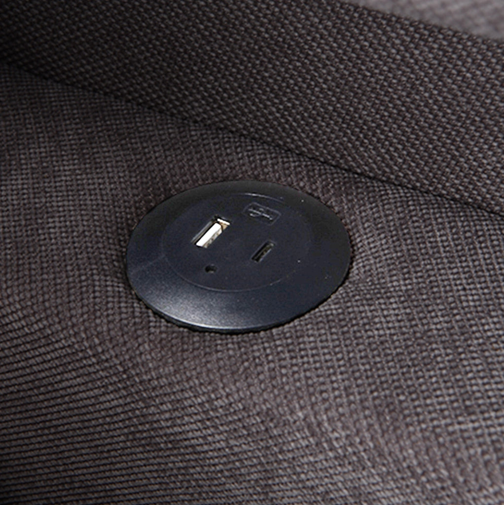 Divano letto 3 in 1 con schienale reclinabile a 5 posizioni; LED e USB in lino grigio scuro