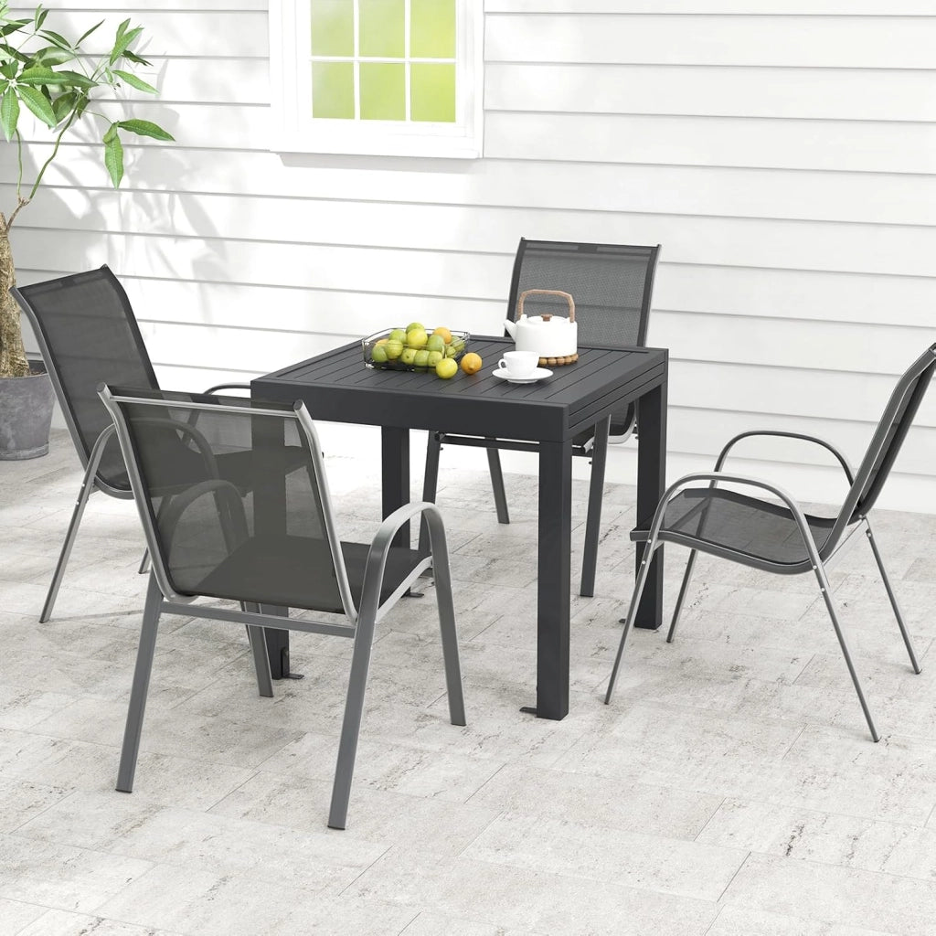 Tavolo da giardino esterno in alluminio per qualsiasi tempo, tavolo da pranzo allungabile 80-160 cm per 4-6 persone, tavolo da pranzo rettangolare regolabile per giardino, terrazza