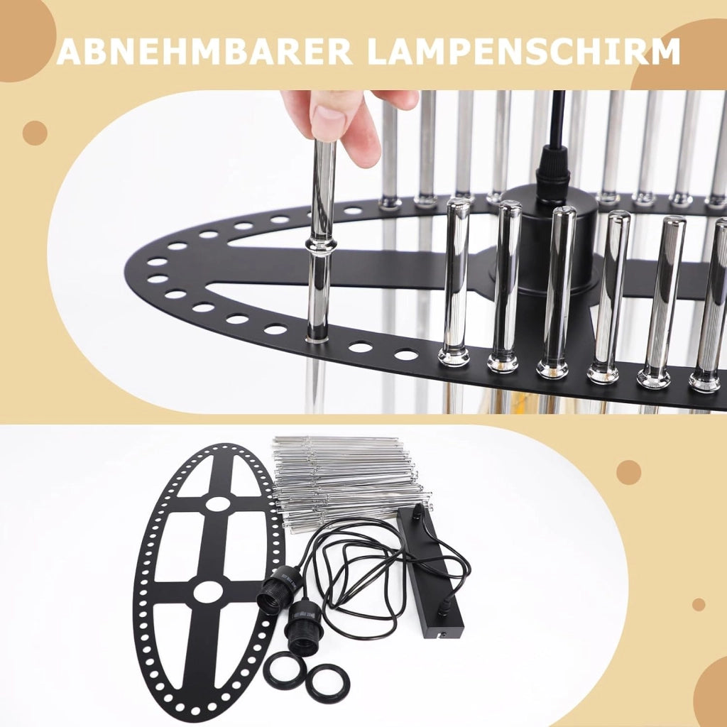 Lampada a sospensione ZMH 2 luci E27 in vetro nero per cucina soggiorno (senza lampadina)