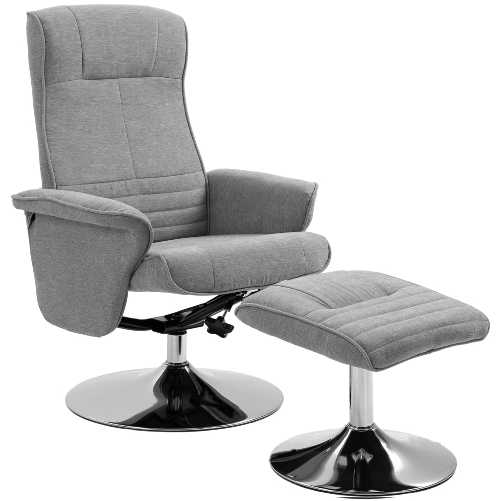 Poltrona relax reclinabile girevole 360¡ã con poggiapiedi ¨C zephmum ¨C Tessuto grigio