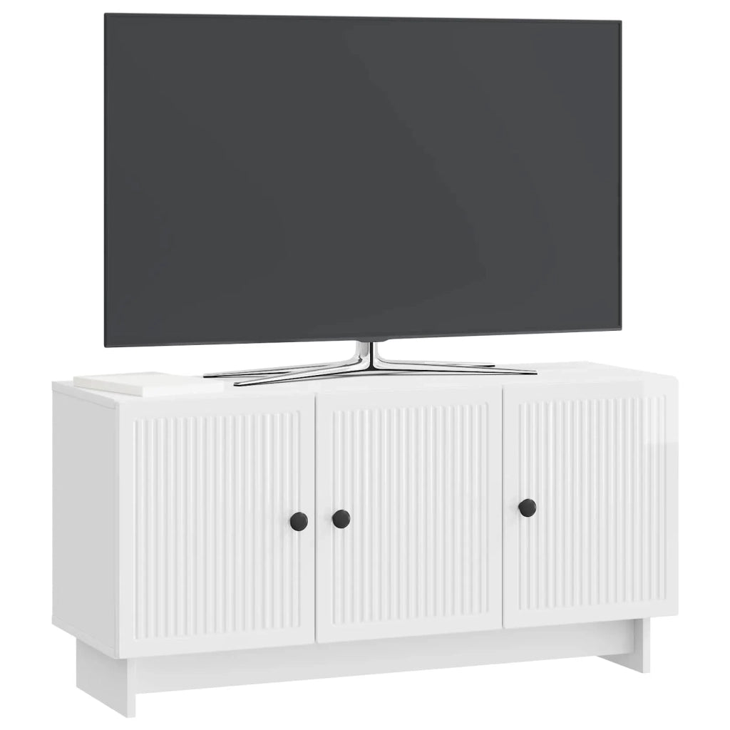 Mobile TV Bianco Lucido 99 x 34,5 x 50 cm Legno ingegnerizzato