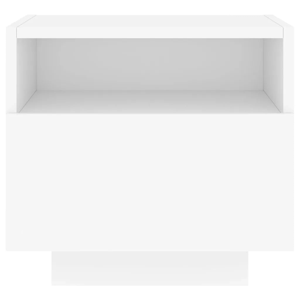 Comodini con Luci LED 2pz Bianchi 40x39x37 cm