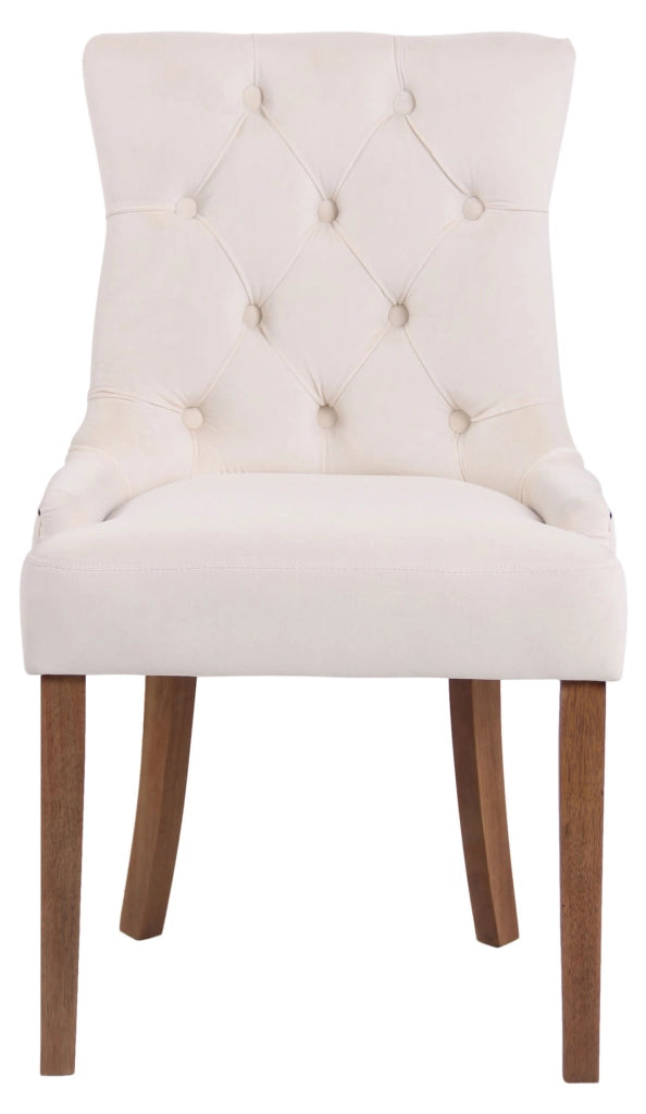 Set 4 poltrone pranzo Aberdeen in velluto crema,antico chiaro