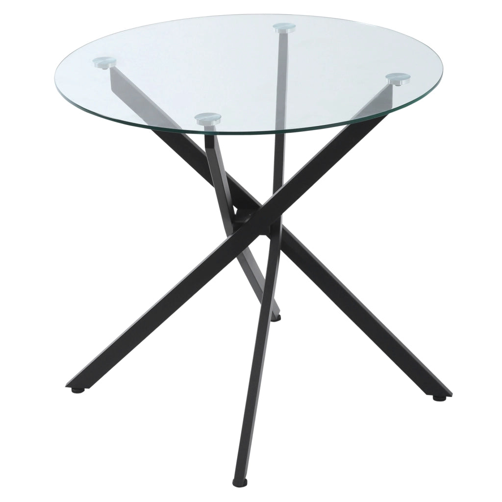 Tavolo da pranzo rotondo con vetro temperato e gambe in metallo ¨C zephmum ¨C 80 cm di diametro