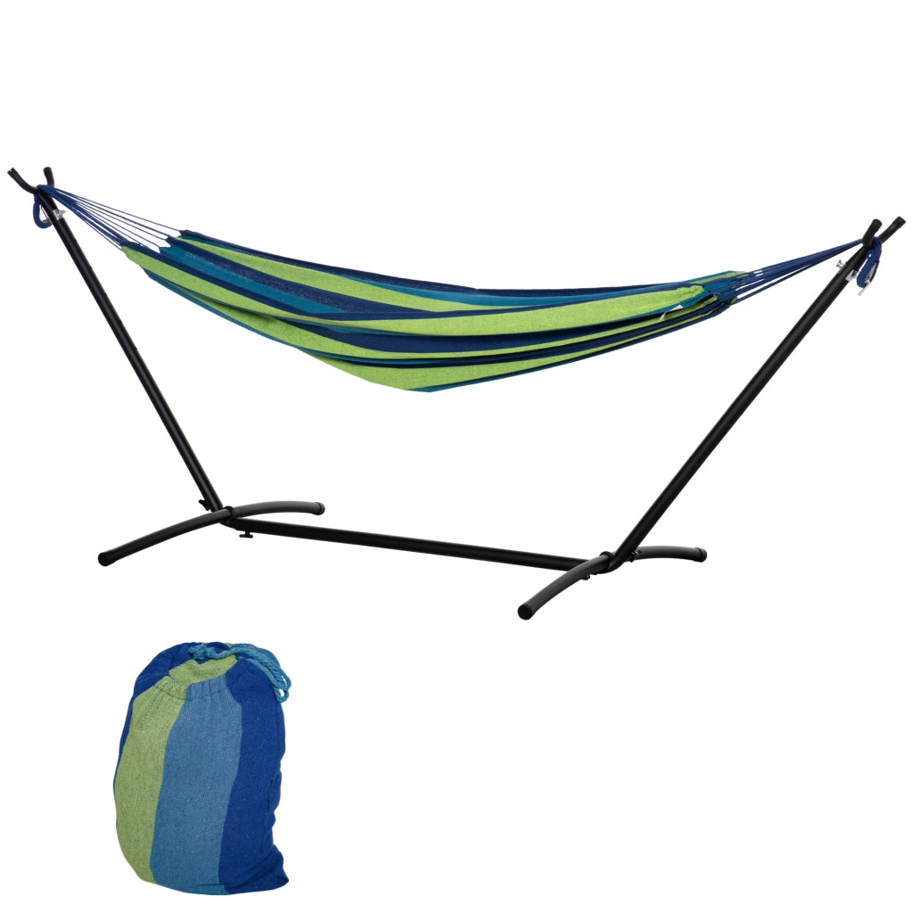Amaca Autoportante con Supporto, Altezza Regolabile e Borsa di Trasporto, 298x117x105 cm, Verde
