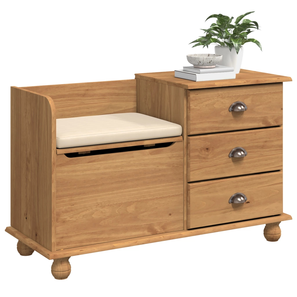 Panchina di Stoccaggio "ASKIM" Marrone 100x39x62 cm Legno Massello Pino