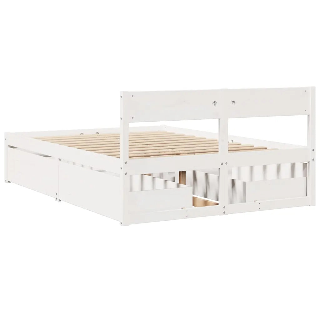 Letto senza Materasso Bianco 140x190 cm Legno Massello di Pino