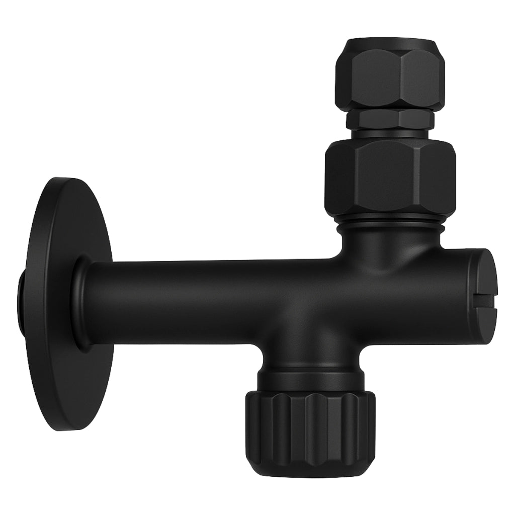 RUBINETTO SOTTOLAVABO A VITONE IN OTTONE NERO OPACO CON FILTRO E SNODO - 1/2 - NERO OPACO  - POR