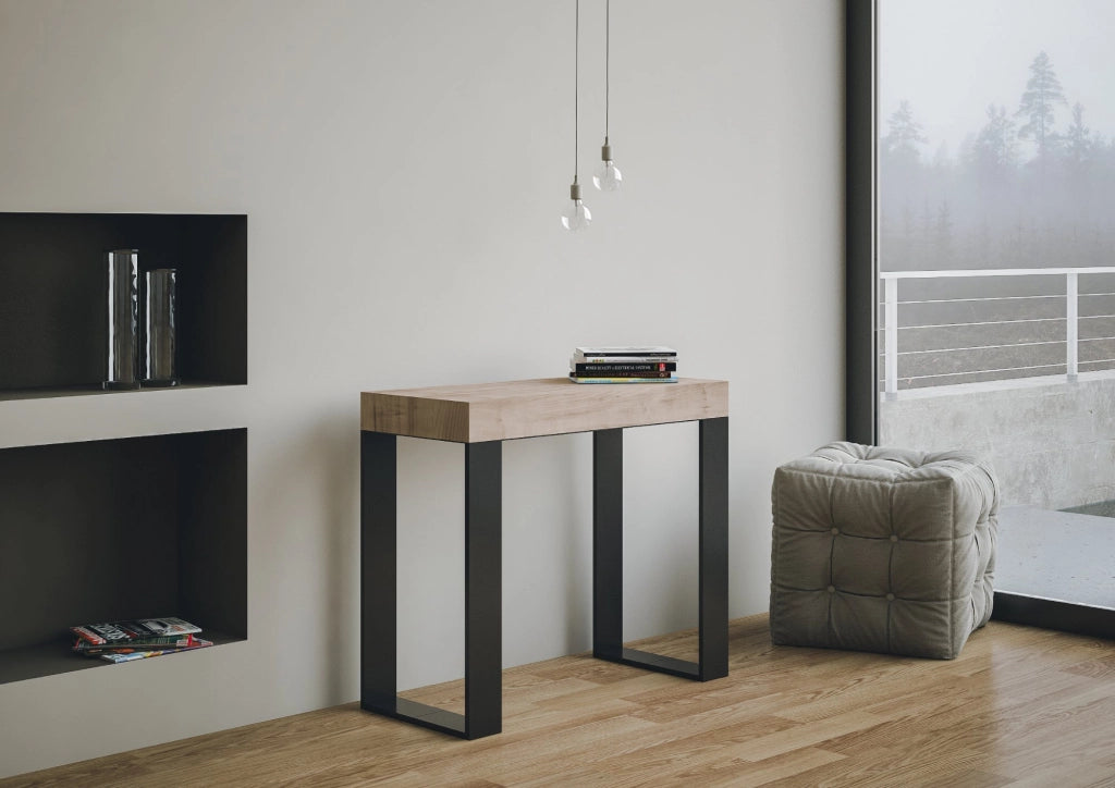 Consolle allungabile 90x40/300 cm Tekno Premium Quercia Natura telaio Antracite