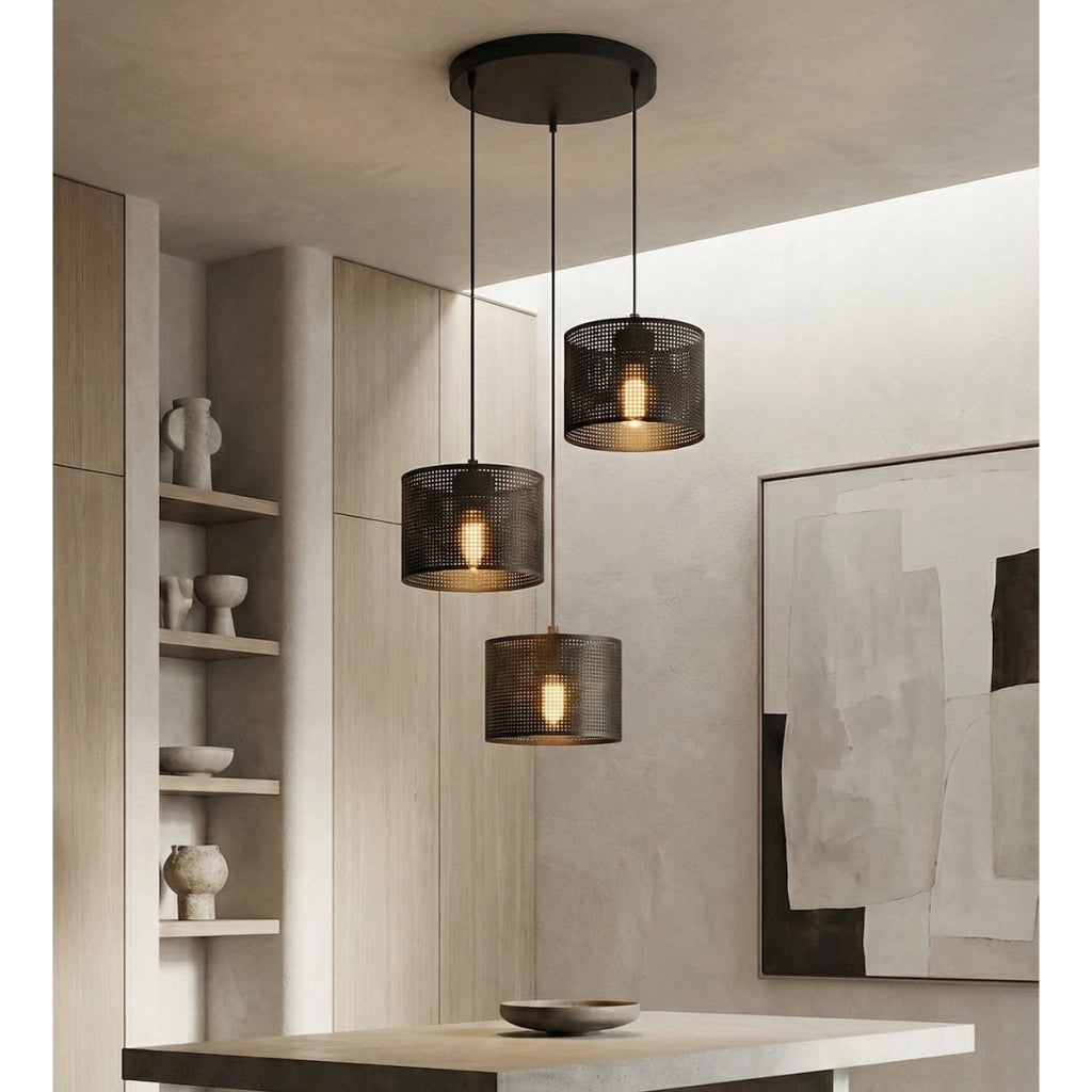 Lampada a sospensione LUX in acciaio nero opaco