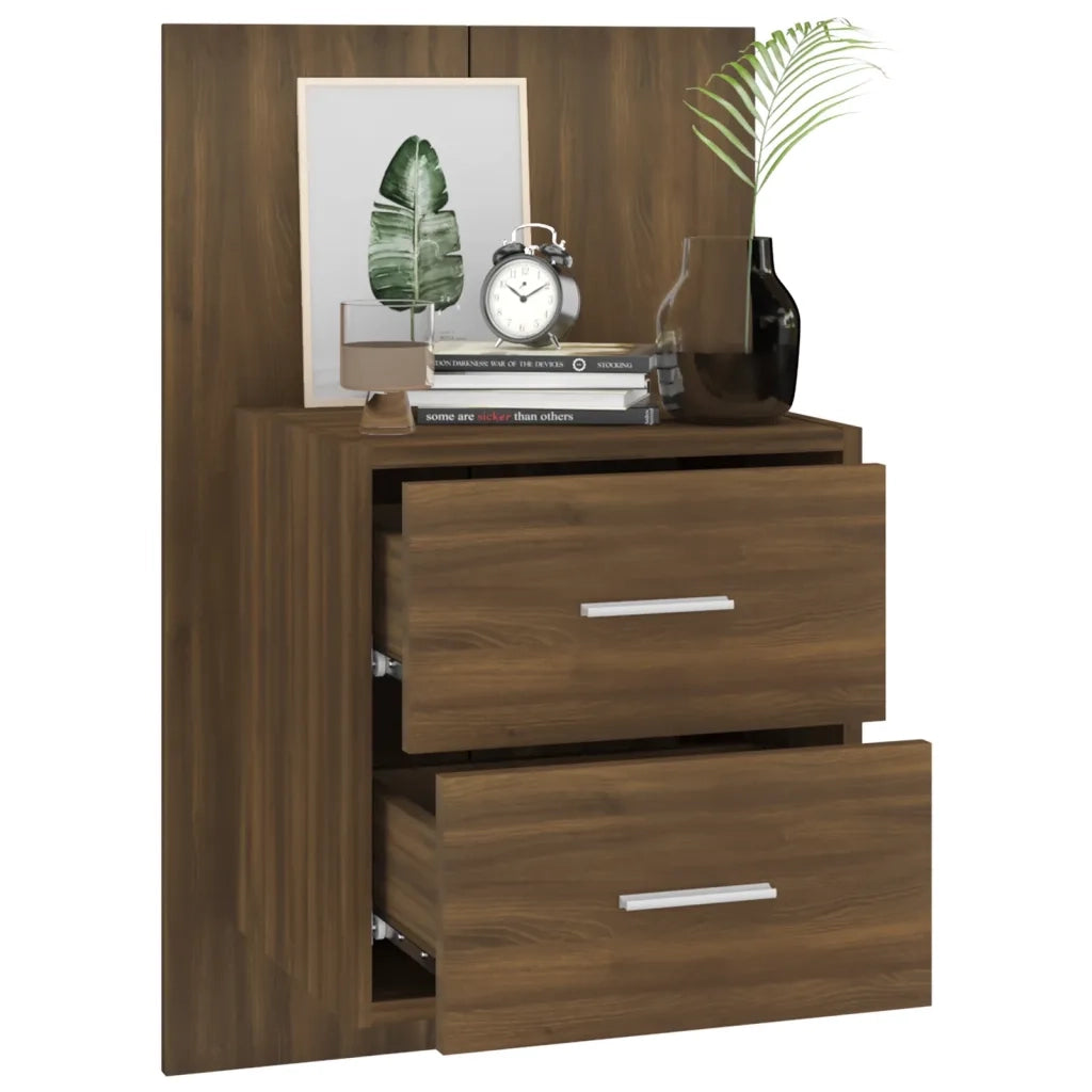 Comodino a Muro Rovere Marrone 816962