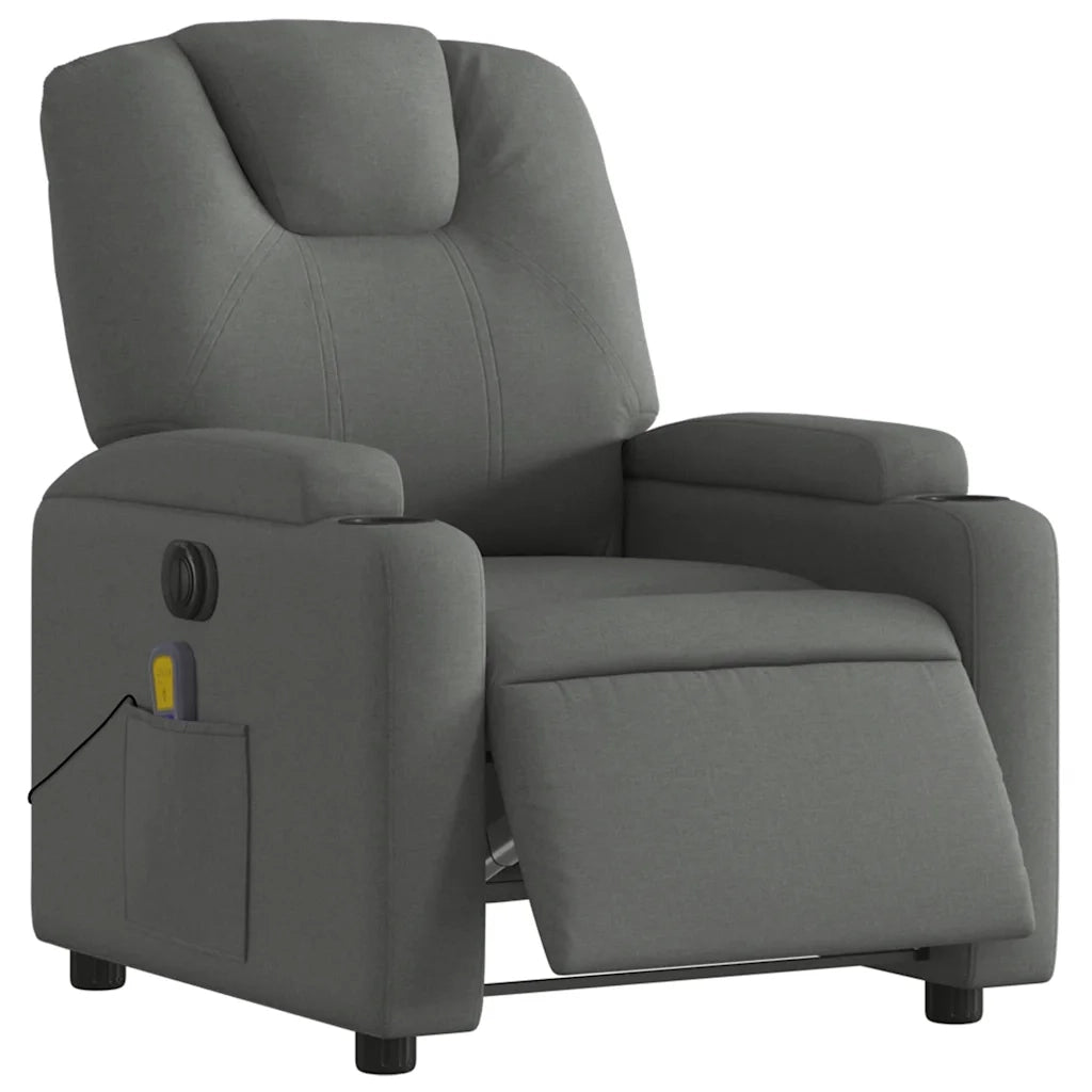 Divano Sedia-Poltrona Reclinabile Massaggio Elettrica Grigio Scuro Tessuto 477995