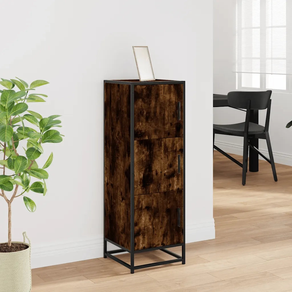 Credenza Rovere Fumo 35,5x35x106,5 cm Legno Multistrato Metallo 849066