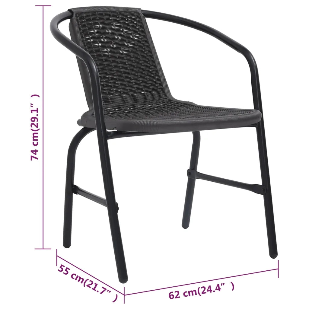Sedie da Giardino 4 pz in Rattan in Plastica e Acciaio 110 kg 3107703