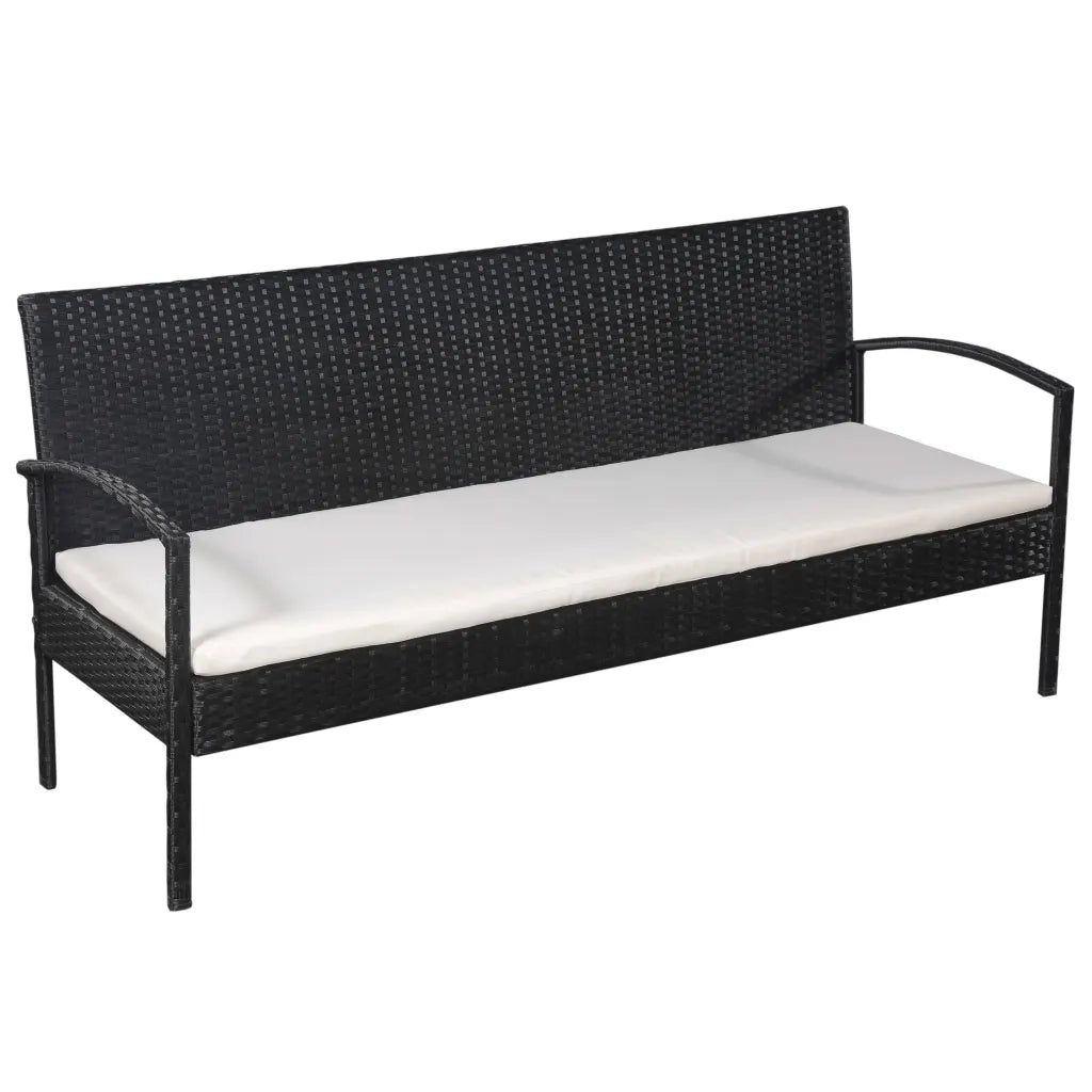 Set Divani da Giardino 5 pz con Cuscini in Polyrattan Nero 44185