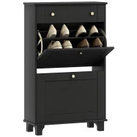 Scarpiera Slim con cassetti a ribalta e scaffale regolabile, 60 x 23,5 x 98,5 cm, nero
