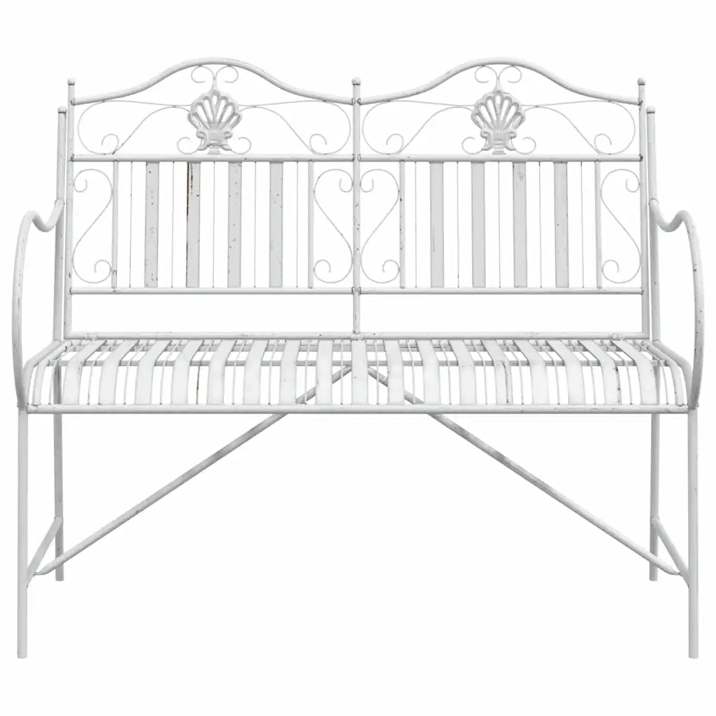 Panchina da giardino Bianco Antico 103,5 x 59 x 89 cm Acciaio 42008118