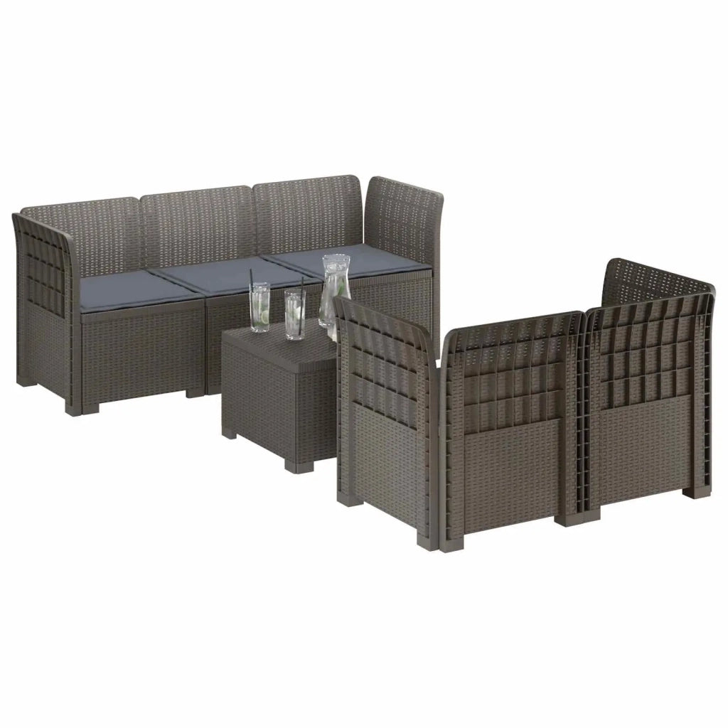 Divano da Giardino 5 Posti con Cuscini Stile Rattan PP 3443905