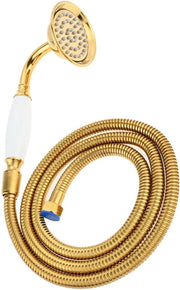 DRELD 2 pezzi doucheset retro, 1 x douchi a mano in acciaio inossidabile con 1 x tubo da 1,5 m, doucheset retro nostalgico in oro, douchi a mano in acciaio inossidabile (oro)