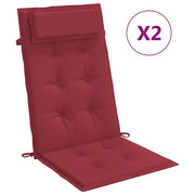 Cuscini Sedia con Schienale Alto 2 pz | Cuscini per sedie Rosso Vino Tessuto Oxford