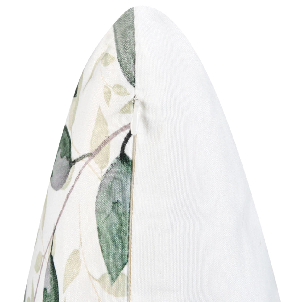 Set di 2 cuscini decorativi da esterno con motivo a foglie in tessuto verde con rivestimento rimovibile