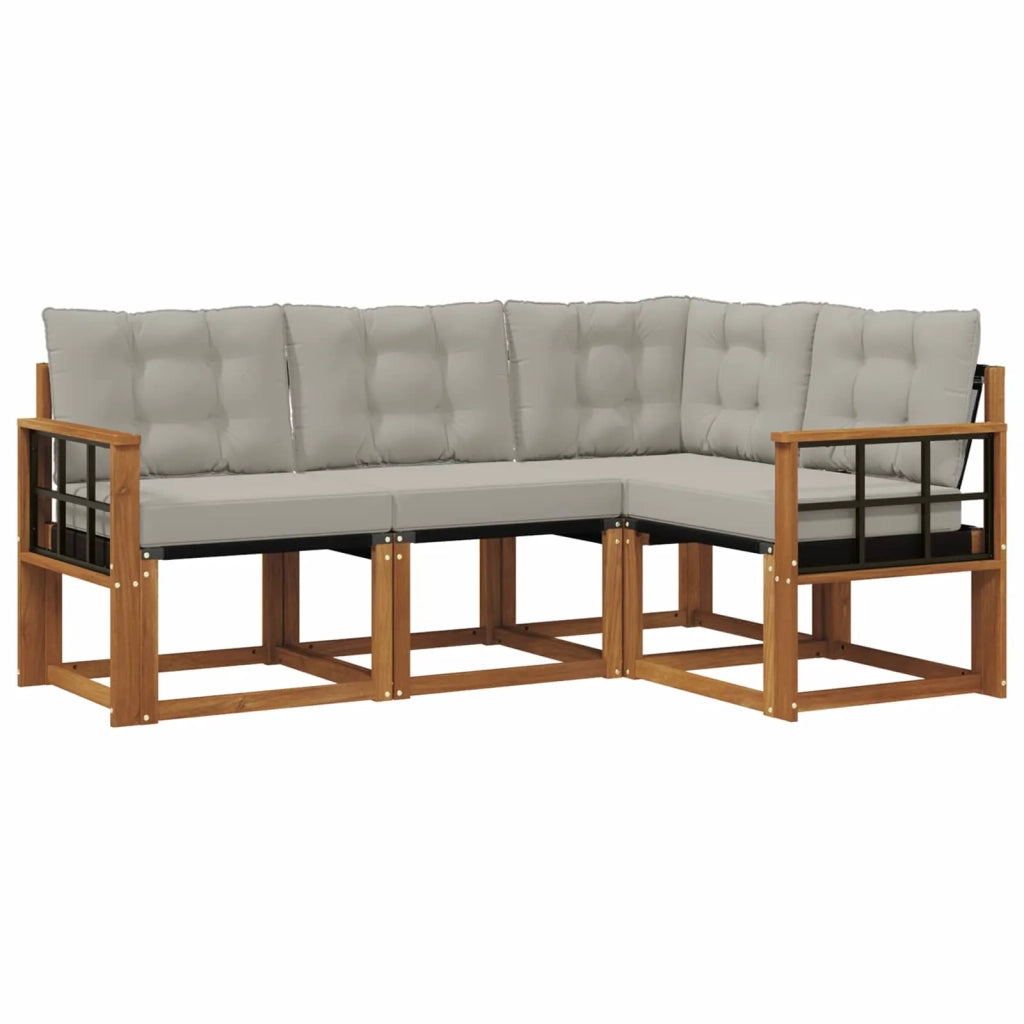 Set di divani da esterno 4 pcs Grigio Naturale e Chiaro