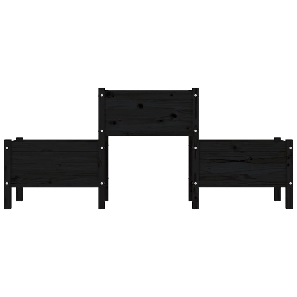 Fioriera rialzata per piante e fiori terrazza giardino 178,5 x 44 x 75 cm legno massello di pino nero 02_0037468
