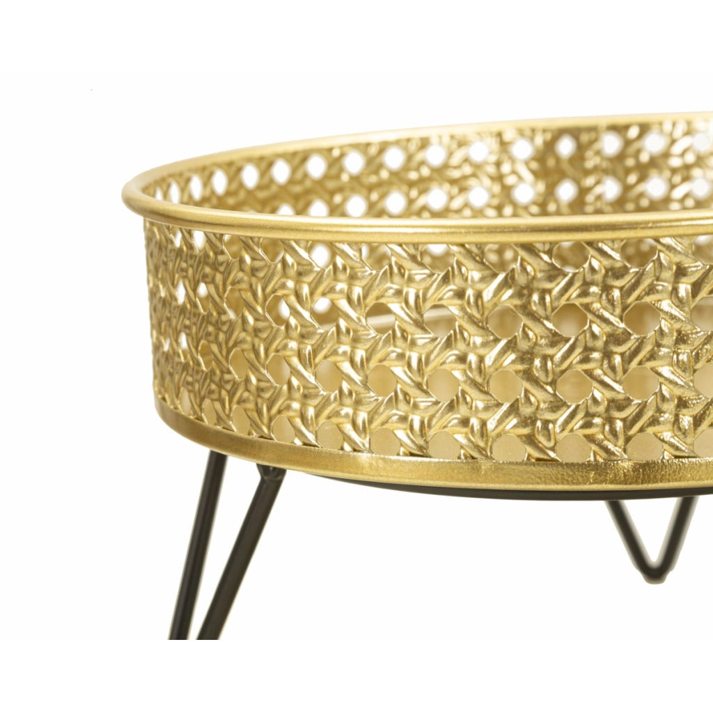 Set di 2 Vasi per Piante VKH410, Oro, Metallo, 20,5x20,5x13 cm