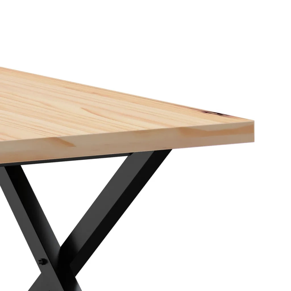 Tavolino Salotto Telaio a X 60x60x40,5 cm Legno Pino e Acciaio