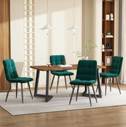 Set tavolo da pranzo 5 pezzi noce e verde scuro con 4 sedie in velluto