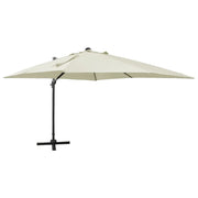 Ombrellone da giardino decentrato con palo e luci LED 300 cm colore sabbia 02_0008533