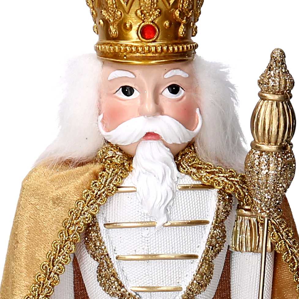 Soldatino Schiaccianoci in resina con mantello argento e oro cm 11,5x10,4xh39