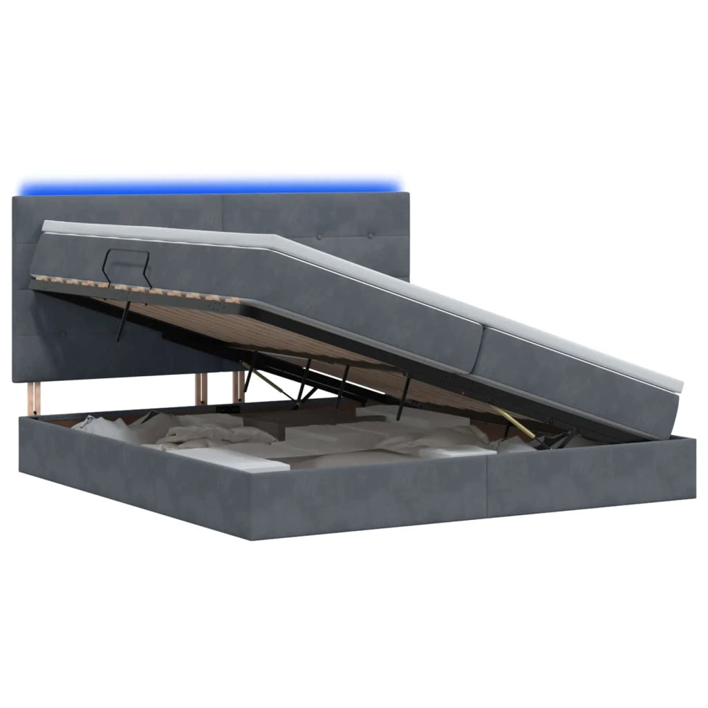 Letto con contenitore LED e materasso Grigio Scuro 200 x 200 cm 3460153