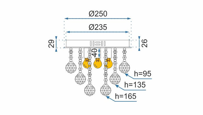 Lampada Di Cristallo Da Soffitto Plafoniere Lampadario Glamour App403-c