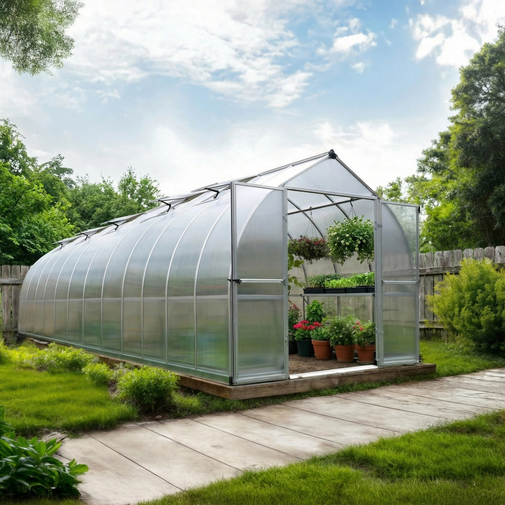 Canopia Bella Doppio Strato Serra Da Giardino in Policarbonato 724X244X219 cm Argento