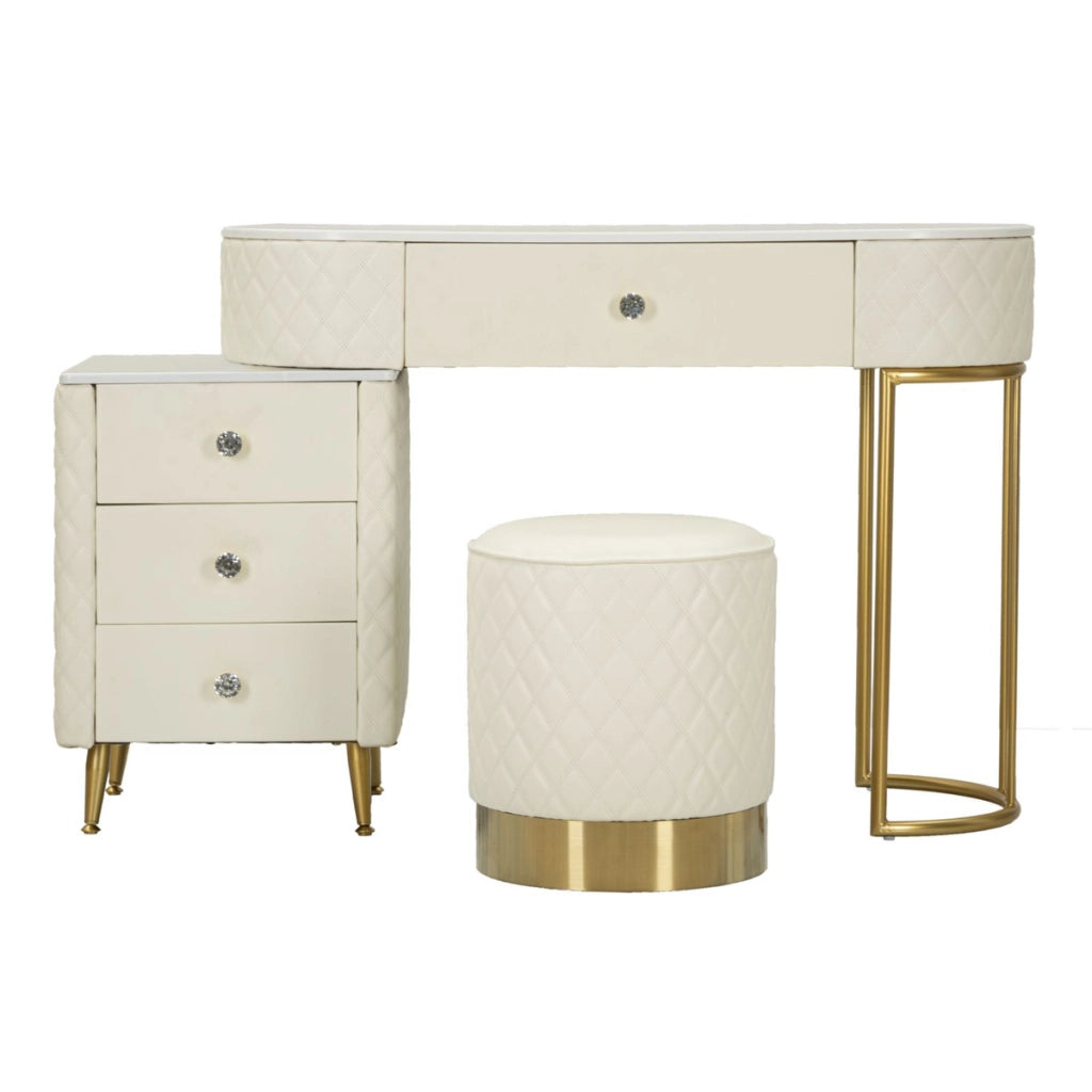 Consolle Trucco VKH21, Bianco, Legno, 120x40x75 cm