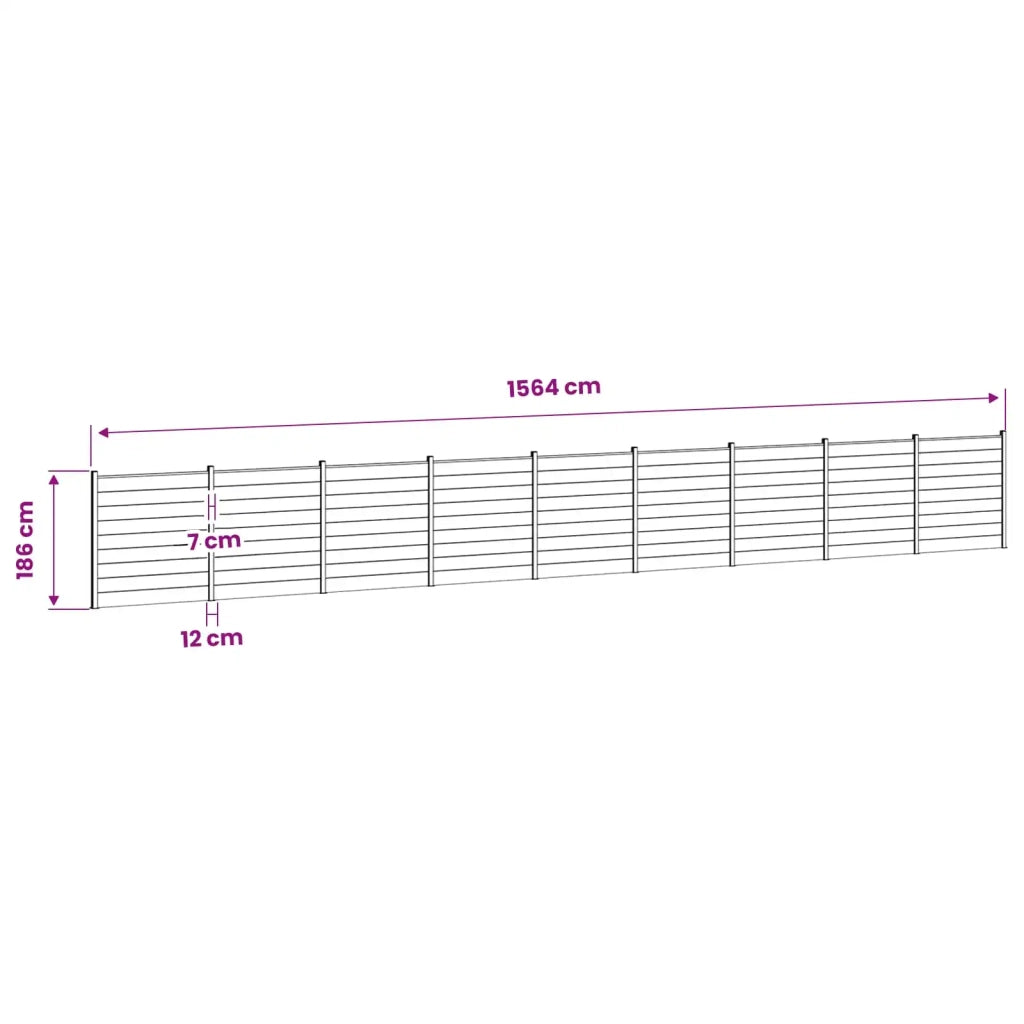 Set di Recinzione 1564 x 186 cm WPC e Alluminio Grigio 3429401