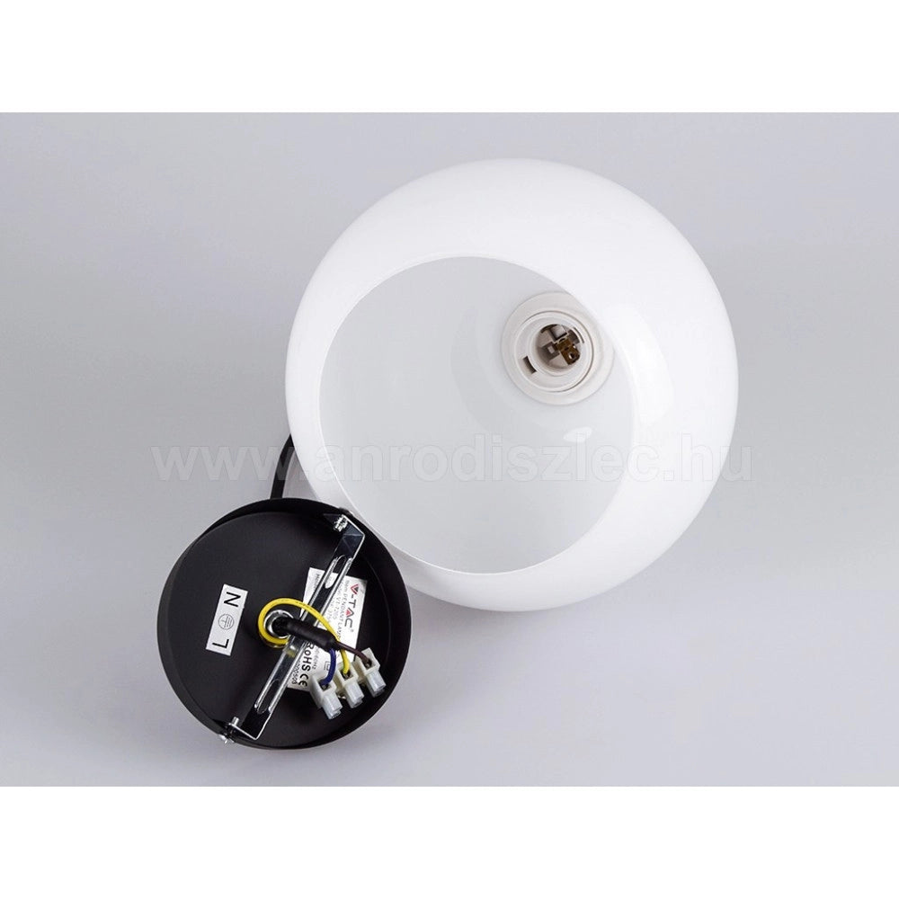 Trade Shop - Lampadario Pendente Lampada A Sospensione In Legno E Vetro Bianco Chiaro Rotondo -