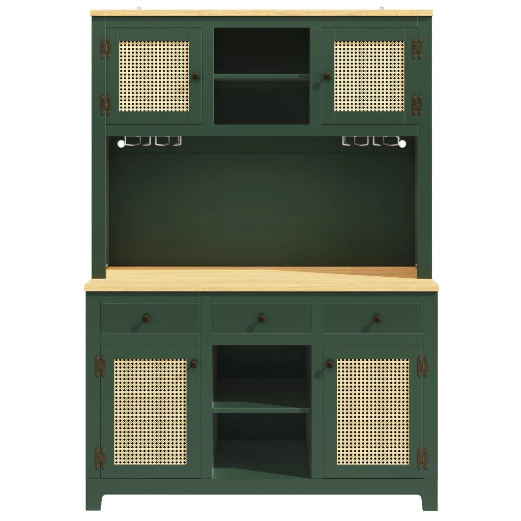 Armadio Alto con LED e Cassetti in Rattan ¨C MINIMAL ¨C Vintage, Ripiani Regolabili