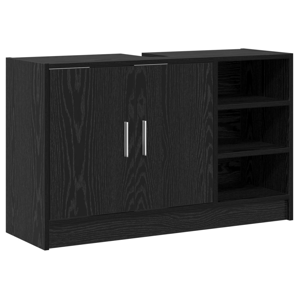 Armadio Lavabo Rovere Nero 90x29x55 cm Legno Ingegnerizzato