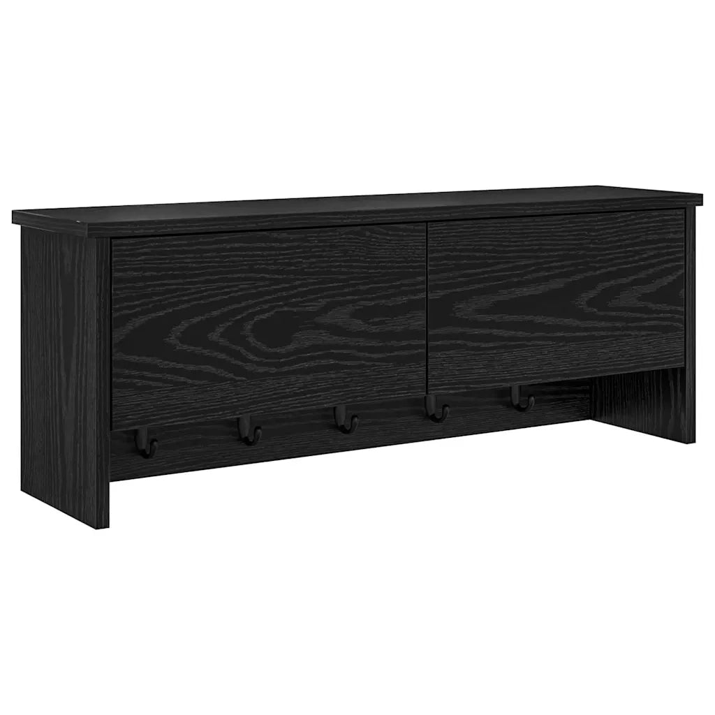 vidaXL Appendiabiti a muro con lo scaffale Rovere nero 80 x 20 x 30 cm