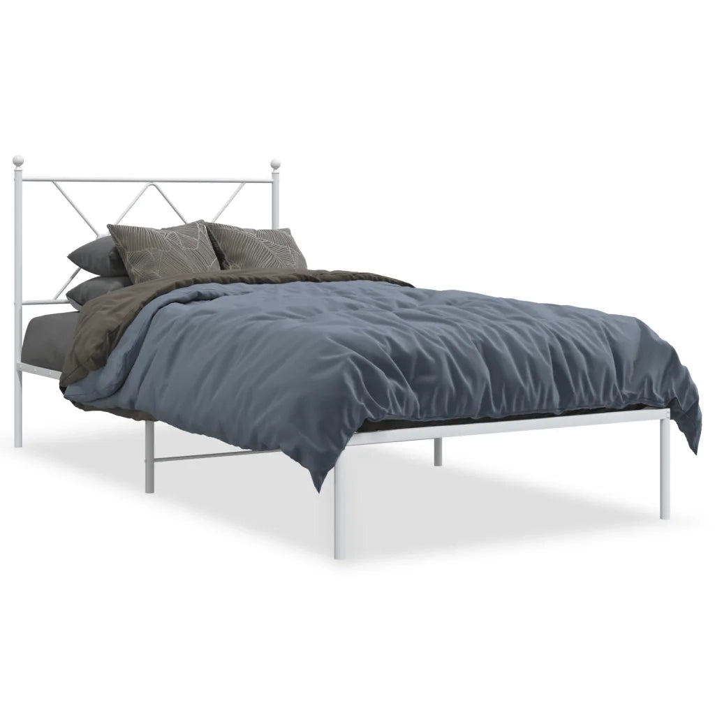 Giroletto con Testiera-Struttura Letto con testiera Metallo Bianco 90x200 cm 138971