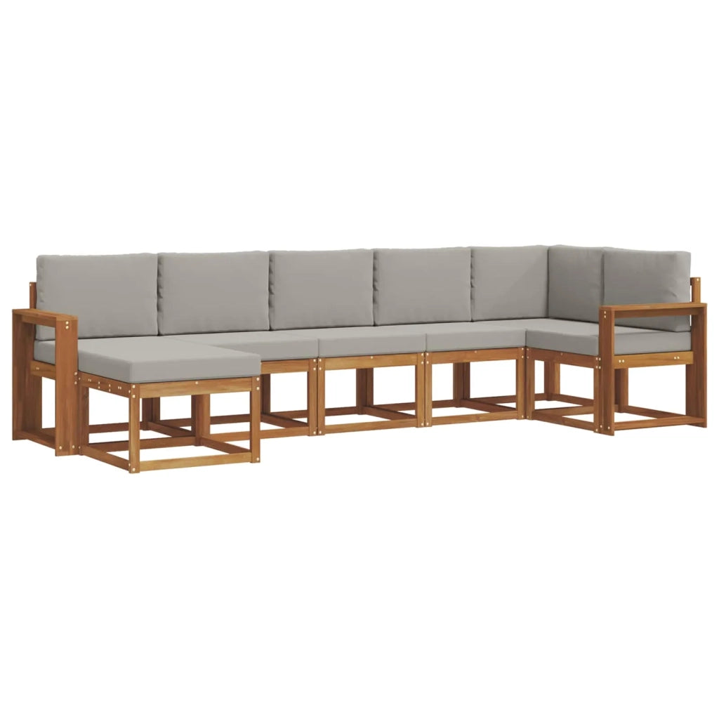Set di divani da esterno 7 pcs Grigio Naturale e Chiaro