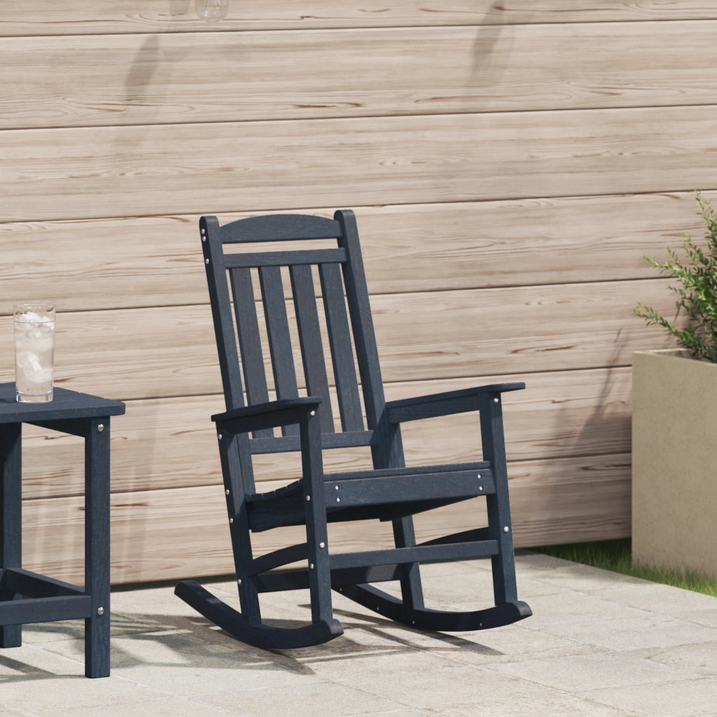 Sedia a dondolo da giardino Blu navy 70x92x108 cm HDPE