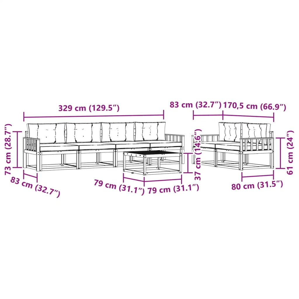 Set di divani da esterno 6 pz Bianco e Grigio Chiaro 3386090