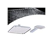Trade Shop - Soffione Doccia Quadrato 20x20cm Con Miscelatore Doccetta Quadrata In Abs Cromo -